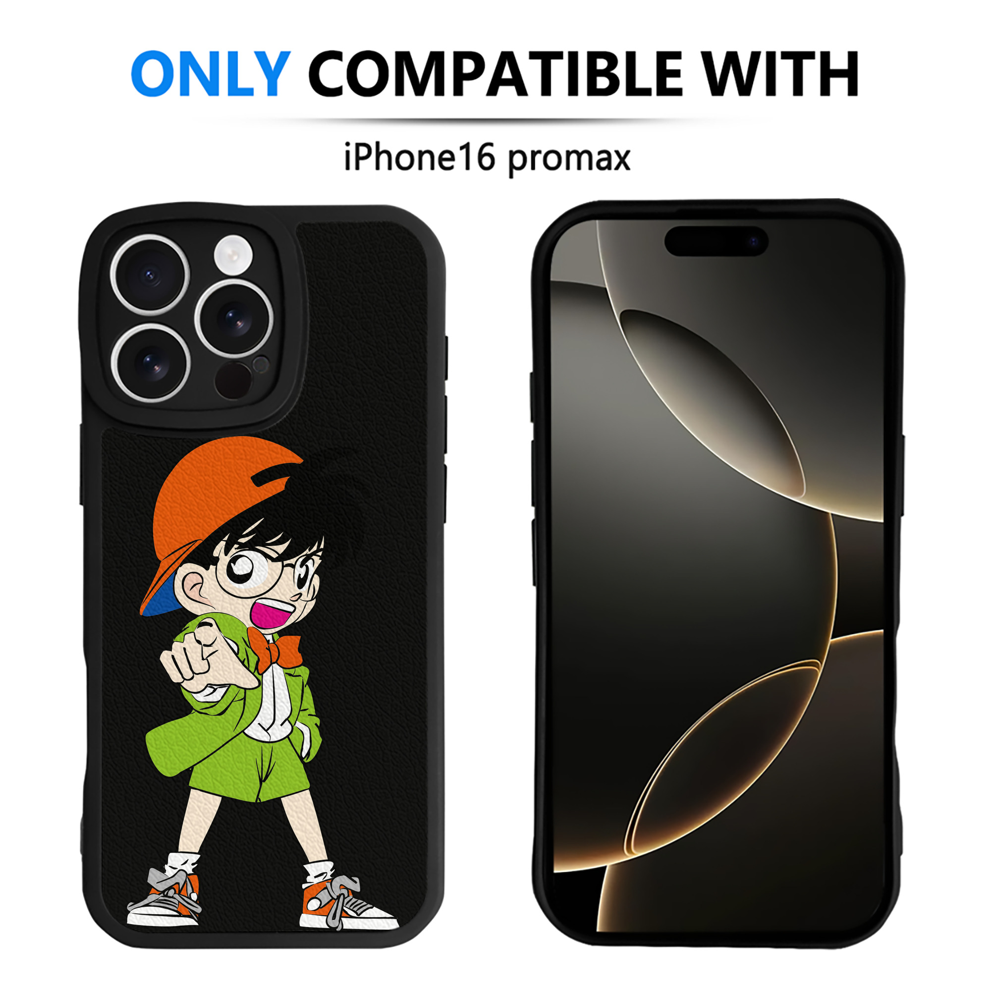（画像用） 名探偵コナン 江戸川 コナン Detective Conan Conan Edogawa 【iPhone 16シリーズ対応】シリコンスマホケース（レザー調） 材質：シリコン